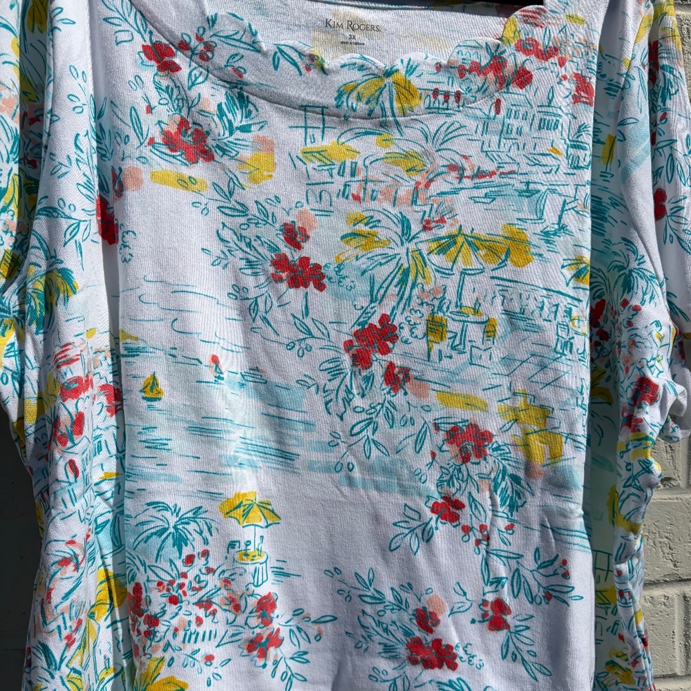 Kim Rogers short sleeve scallop neck top 3X - Picture 4 of 9